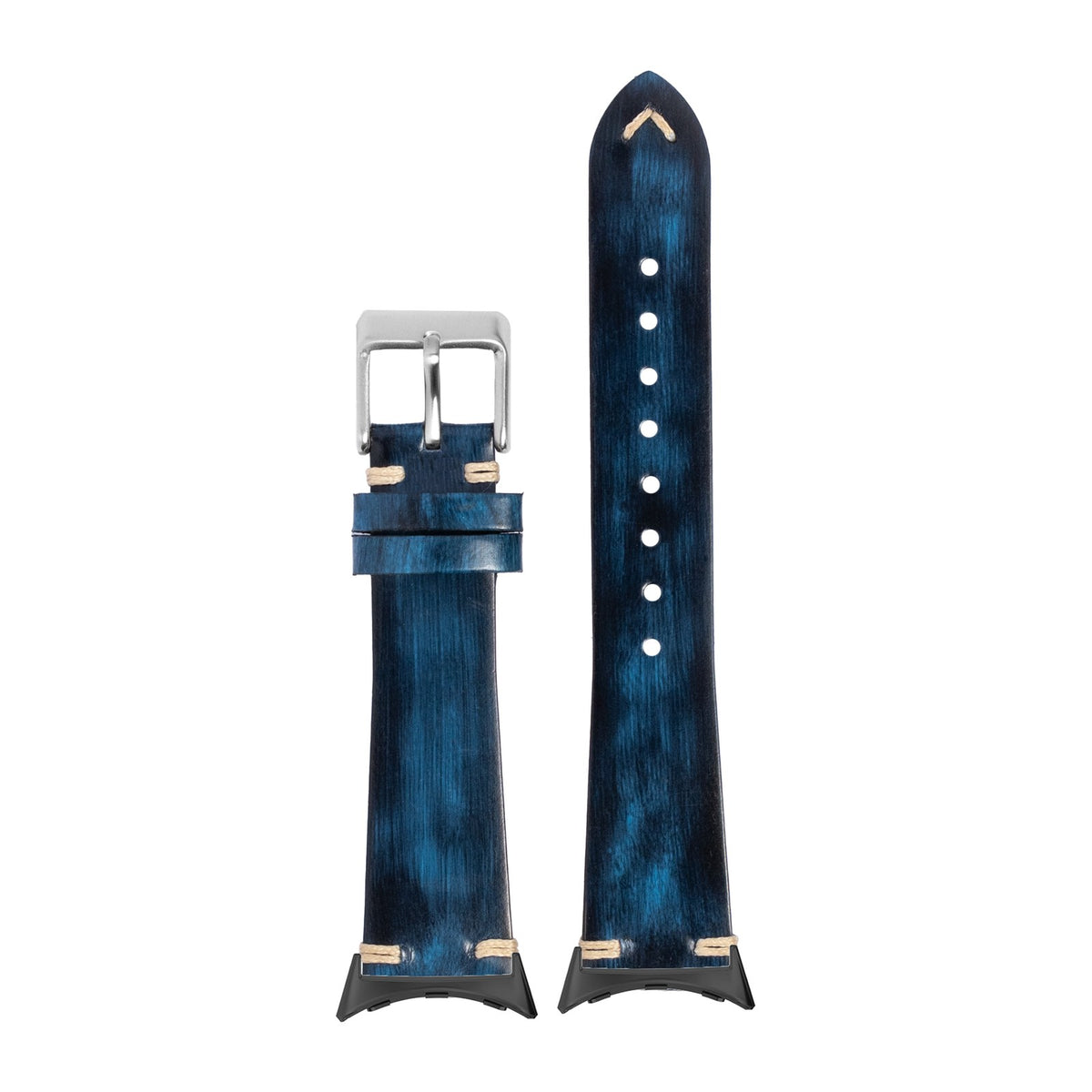 Vintage Knotted Leather - Smoked Navy Blue with Google Pixel Spring Bar Adapters - Wear Any 20mm Strap! for Pixel Watch 1-5 41mm
