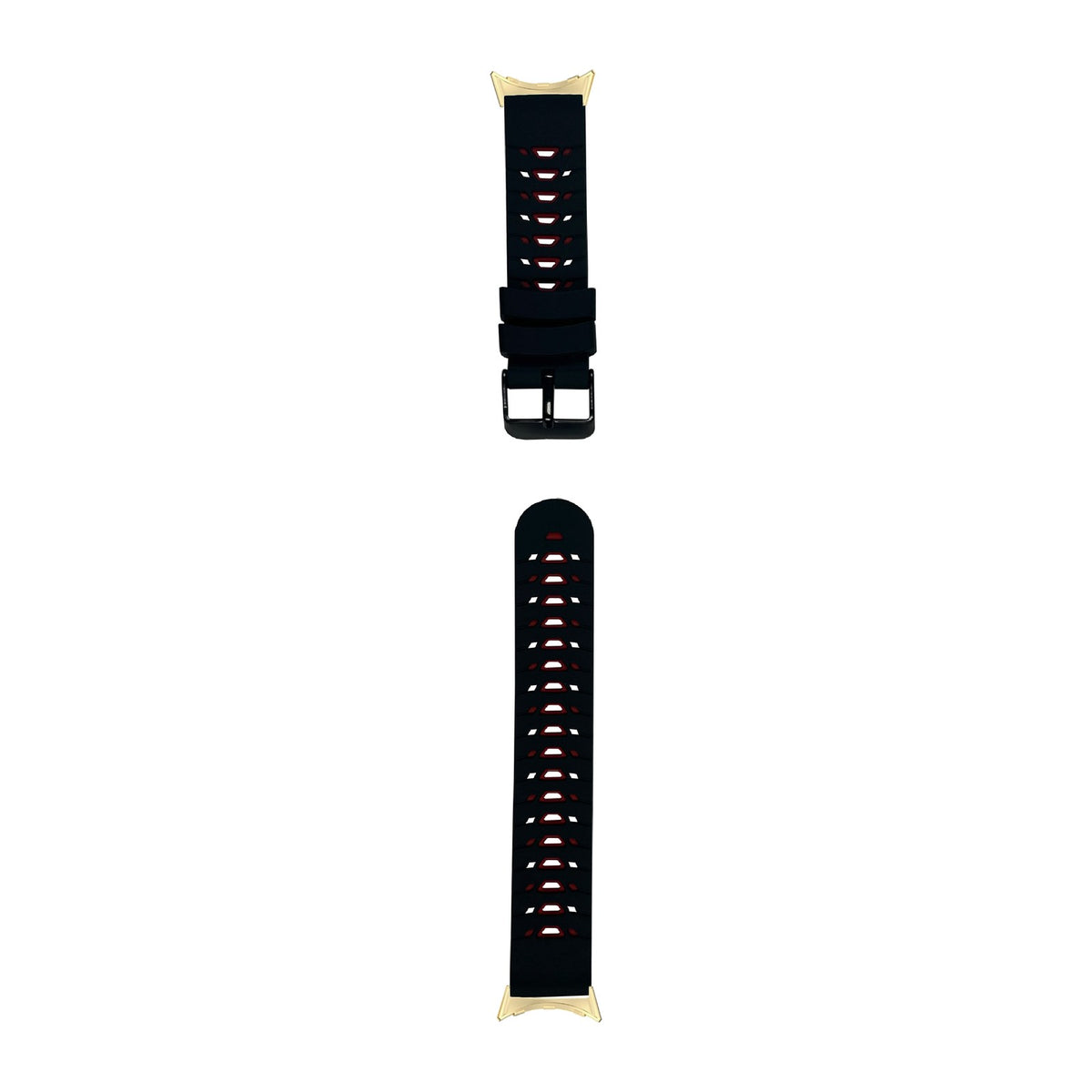 Flexi Silicone - Armour Black/Red Gold with Google Pixel Spring Bar Adapters - Wear Any 20mm Strap! for Pixel Watch 1-5 41mm