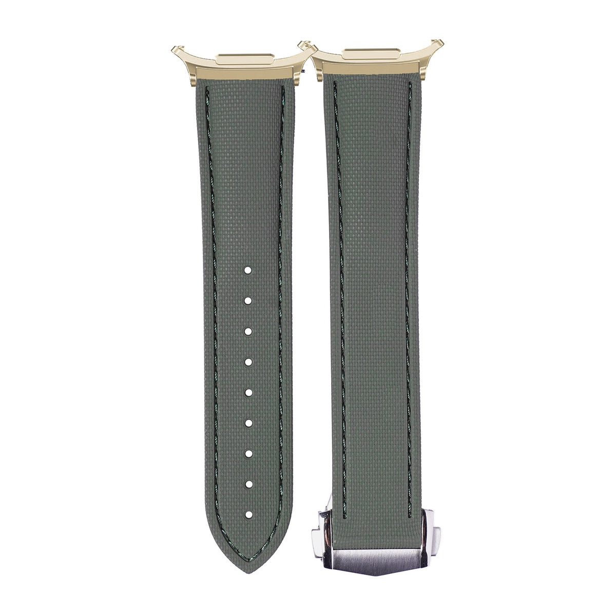 Textured FKM Rubber Army Green Gold with Strap Adapter for Galaxy Watch 8-9/Ultra