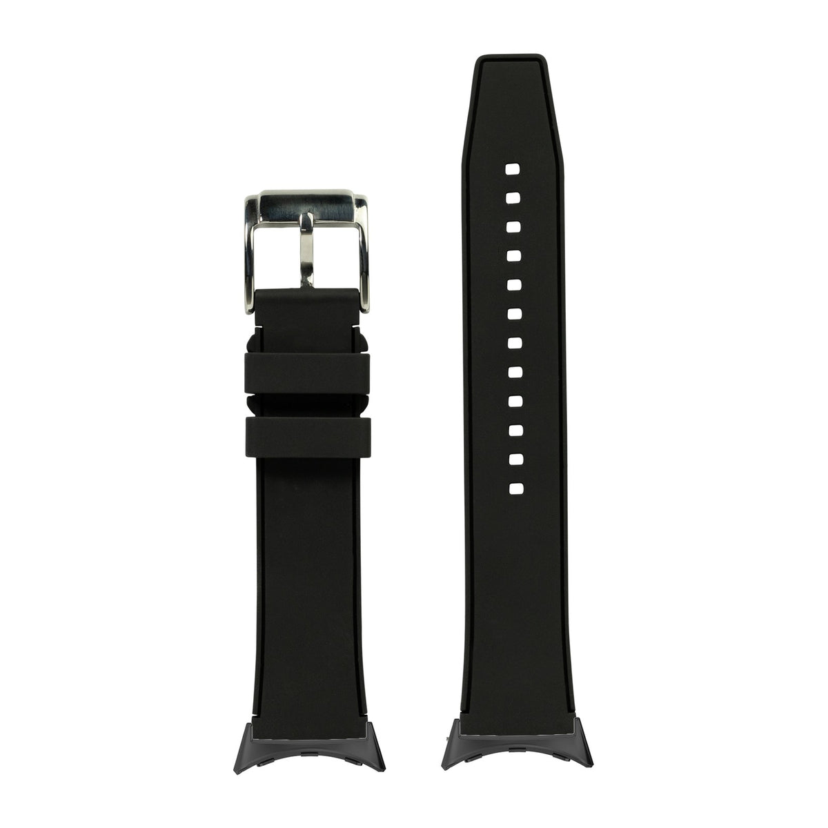 FKM Rubber - Two Tone Black Black with Google Pixel Spring Bar Adapters - Wear Any 20mm Strap! for Pixel Watch 3-5 45mm
