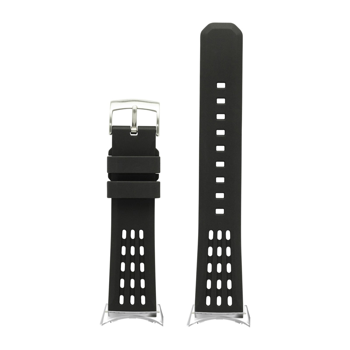 FKM Rubber - AeroMax Black Silver with Google Pixel Spring Bar Adapters - Wear Any 20mm Strap! for Pixel Watch 1-5 41mm