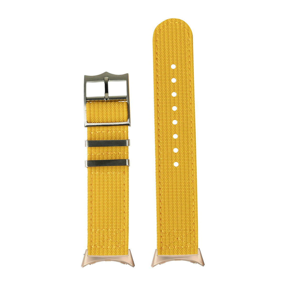 Alpha Militex - Mustard Yellow Silver Rose Gold with Google Pixel Spring Bar Adapters - Wear Any 20mm Strap! for Pixel Watch 3-5 45mm