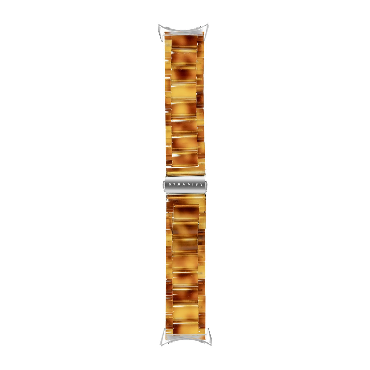 Crystalised Acetate - Tortoiseshell Brown Silver with Google Pixel Spring Bar Adapters - Wear Any 20mm Strap! for Pixel Watch 3-5 45mm