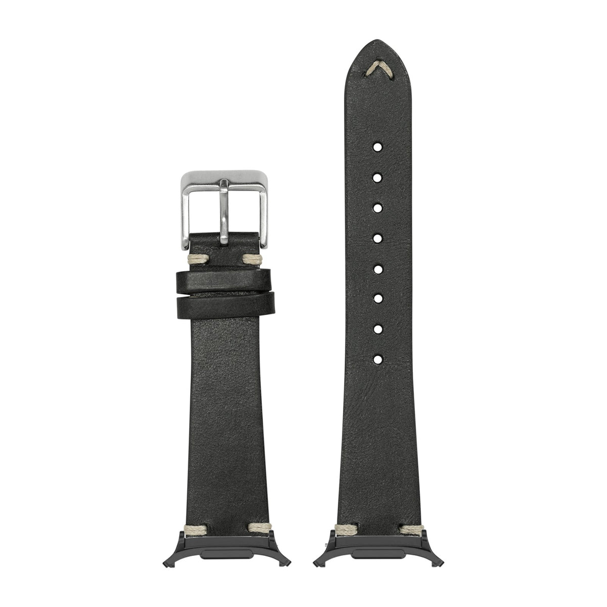 Vintage Knotted Leather - Black for the Galaxy Watch 8, 9 and Ultra with adapter fitted