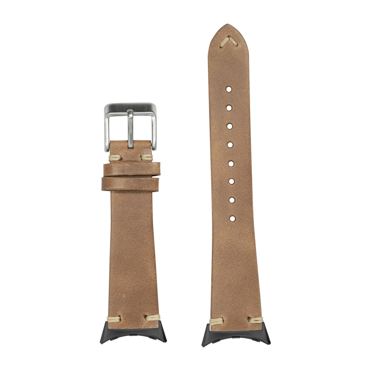 Vintage Knotted Leather - Brown Black with Google Pixel Spring Bar Adapters - Wear Any 20mm Strap! for Pixel Watch 3-5 45mm