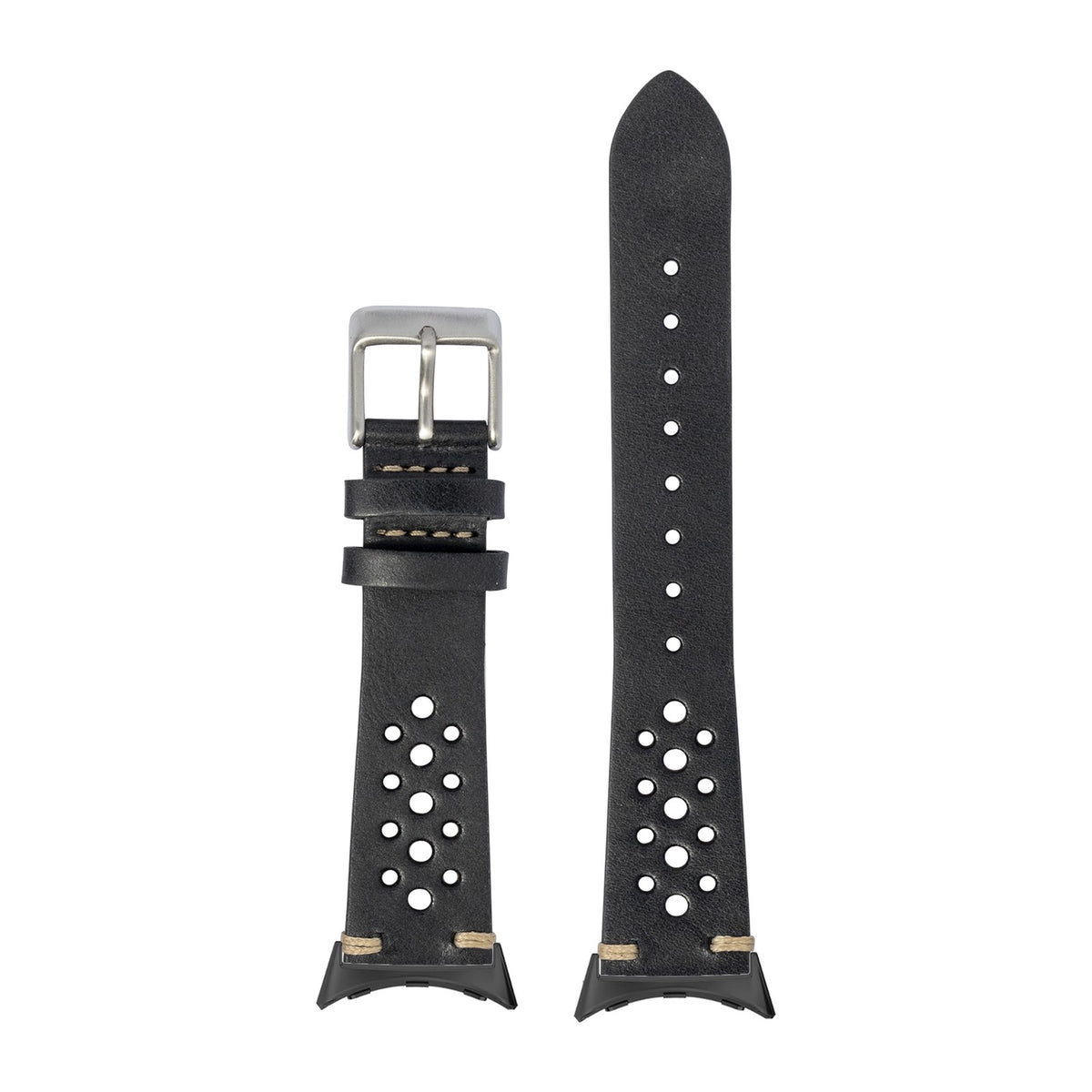 Vintage Rally Leather - Black with Google Pixel Spring Bar Adapters - Wear Any 20mm Strap! for Pixel Watch 3-5 45mm