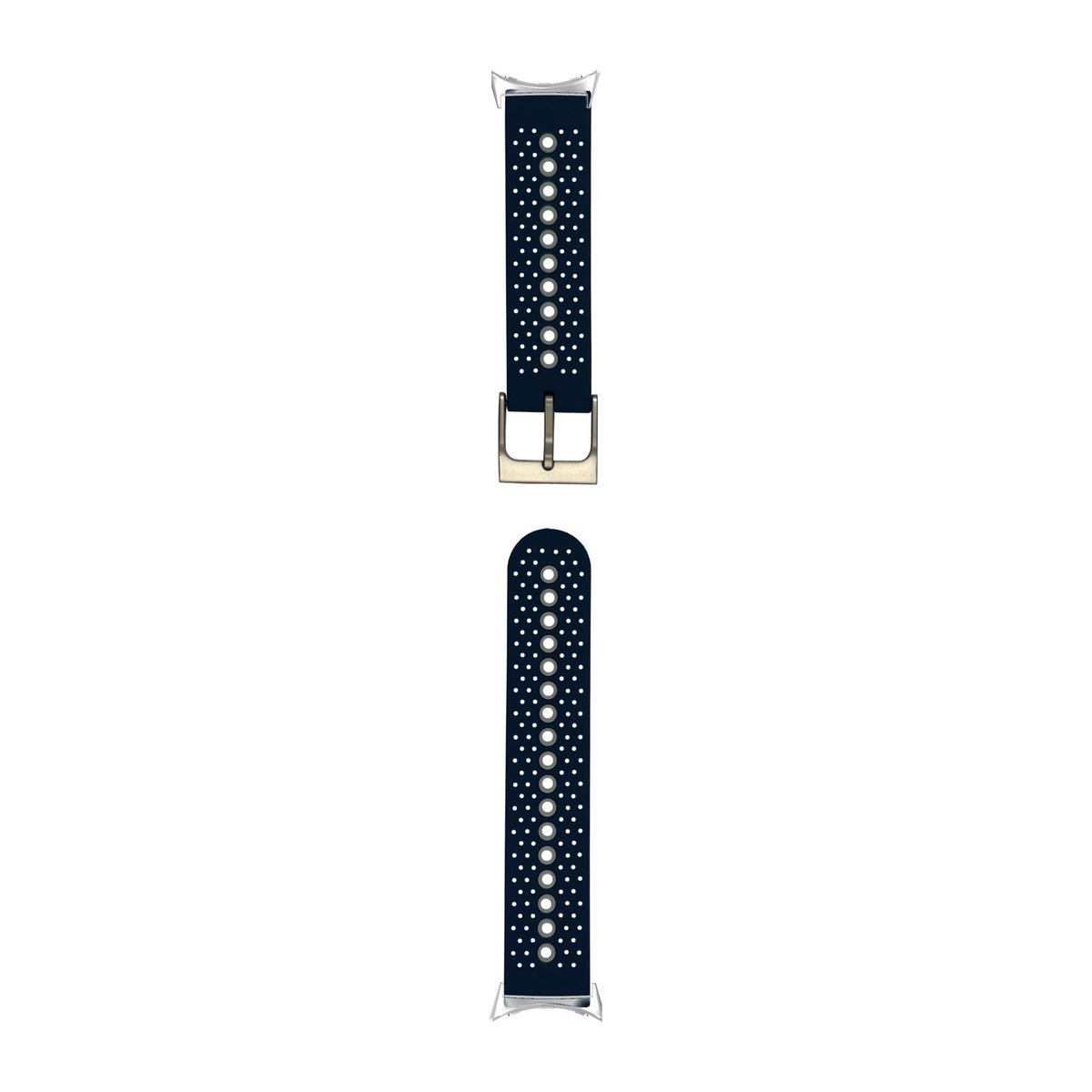 Flexi Sports Silicone 2 Navy Silver with Google Pixel Spring Bar Adapters - Wear Any 20mm Strap! for Pixel Watch 1-5 41mm