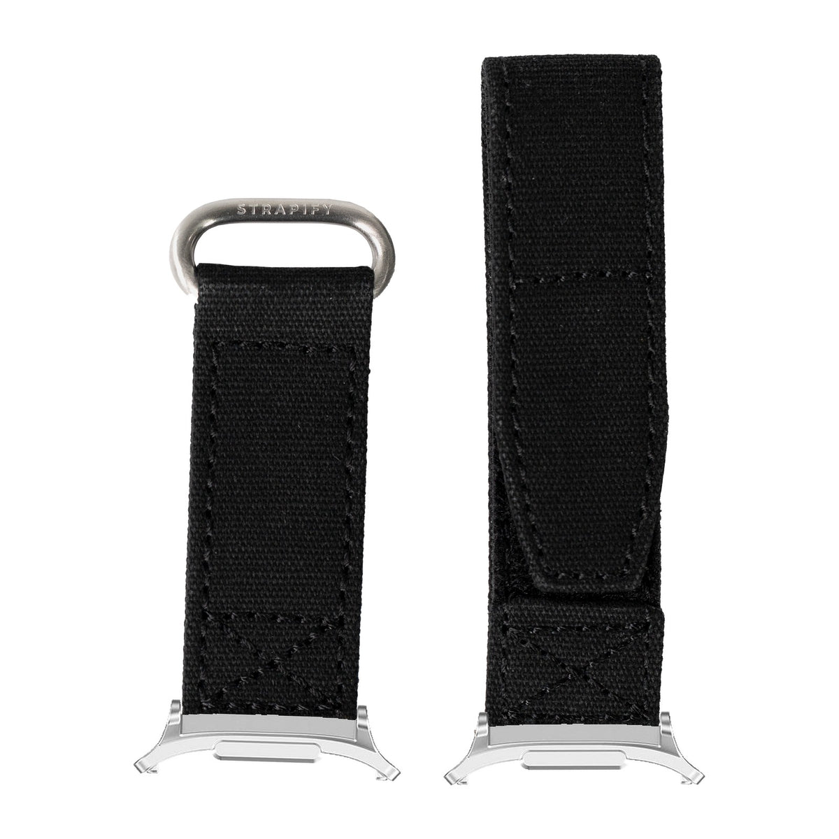 Military Velcro - Black Silver with Strap Adapter for Galaxy Watch 8-9/Ultra