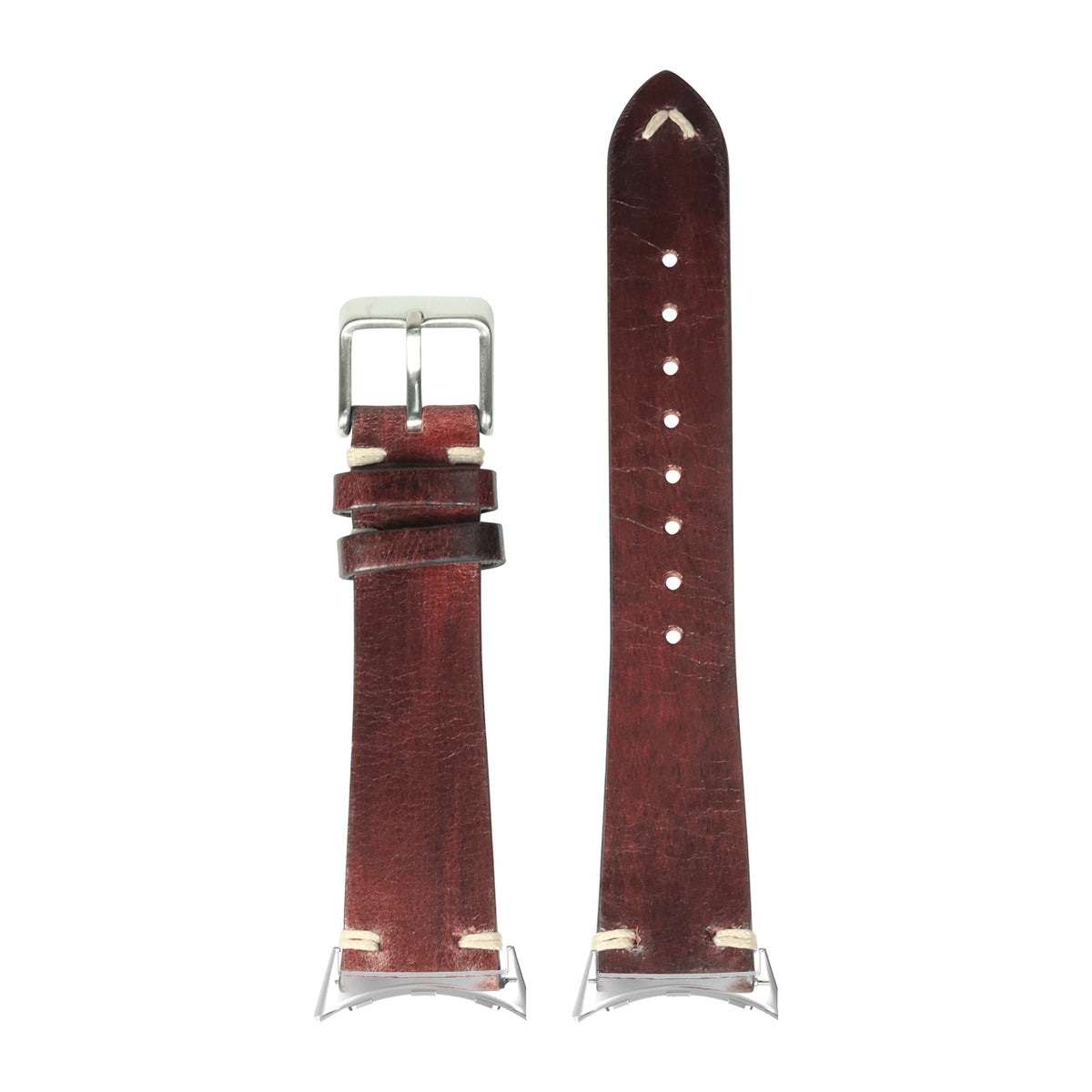 Vintage Knotted Leather - Smoked Dark Brown Silver with Google Pixel Spring Bar Adapters - Wear Any 20mm Strap! for Pixel Watch 1-5 41mm