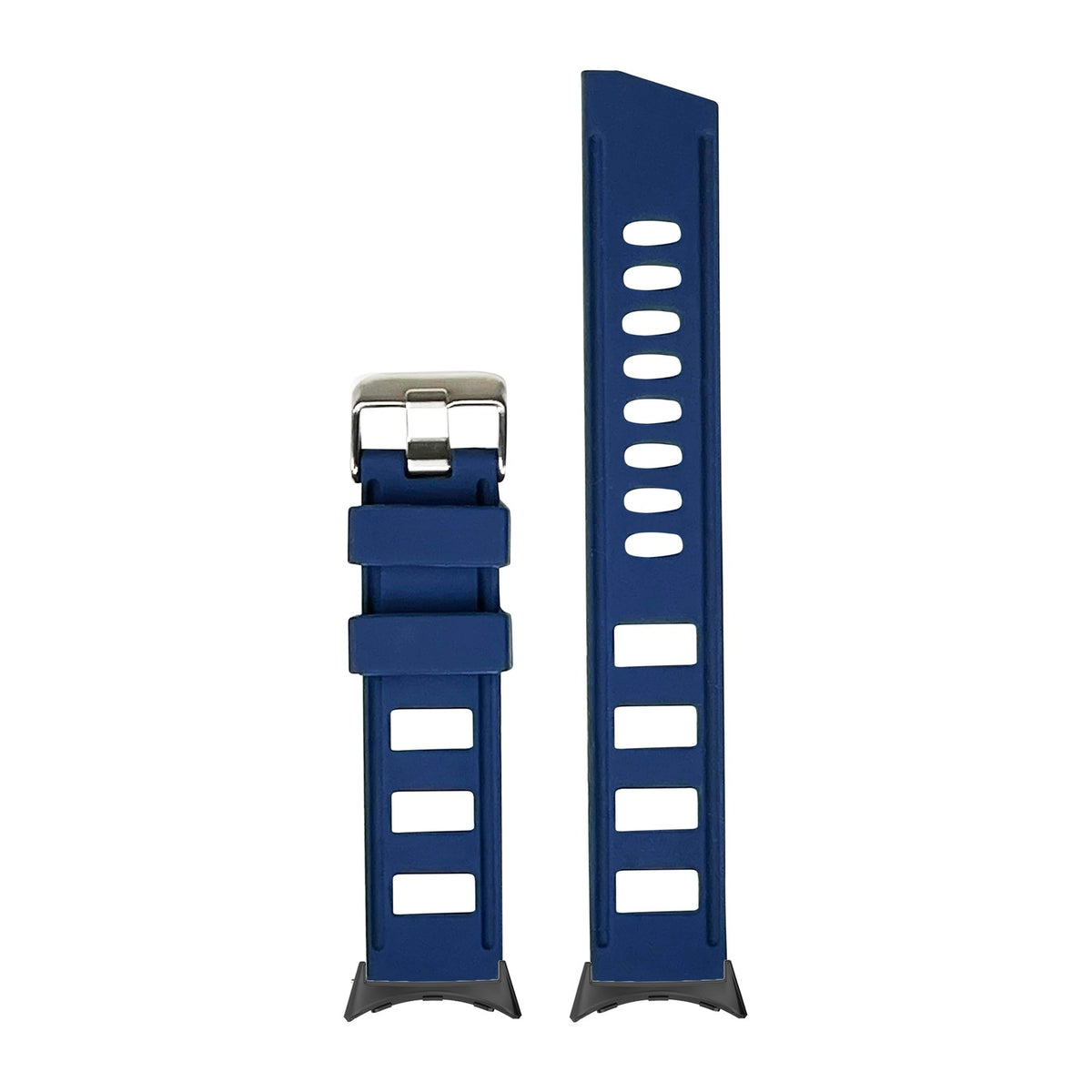 Iso Silicone Navy Blue Black with Google Pixel Spring Bar Adapters - Wear Any 20mm Strap! for Pixel Watch 3-5 45mm