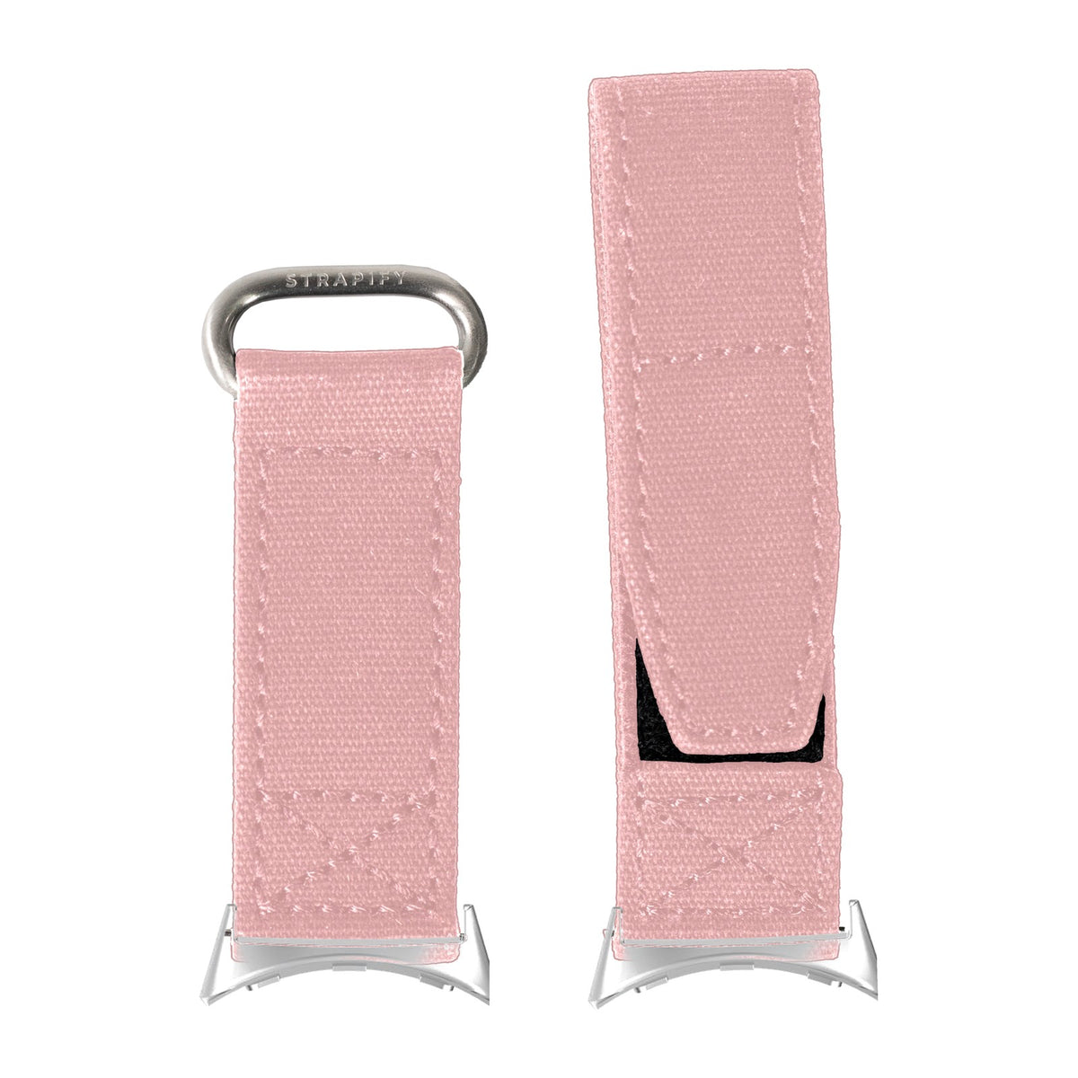 Military Velcro - Pink Silver with Google Pixel Spring Bar Adapters - Wear Any 20mm Strap! for Pixel Watch 1-5 41mm