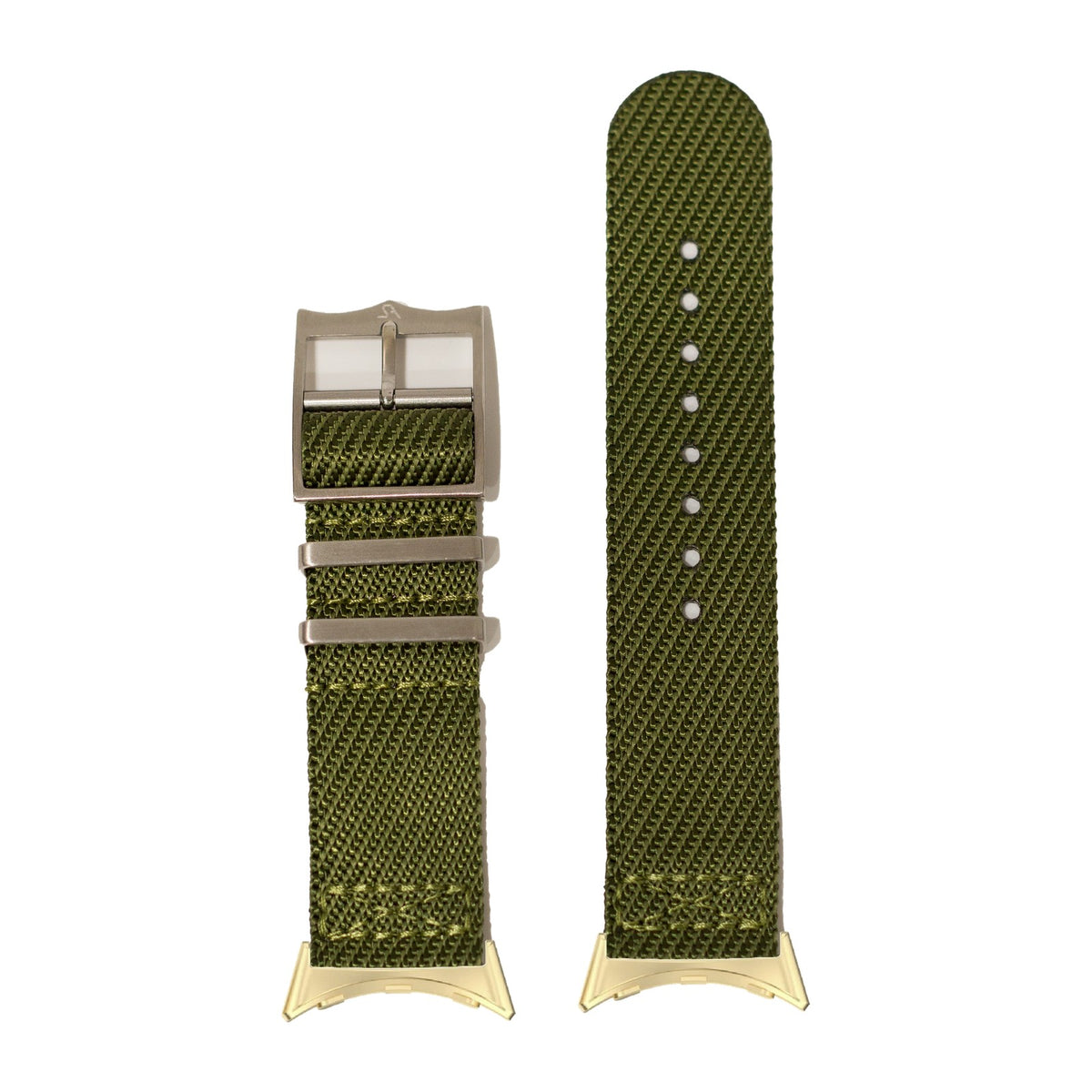 Cross Militex - Army Green Gold with Google Pixel Spring Bar Adapters - Wear Any 20mm Strap! for Pixel Watch 1-5 41mm