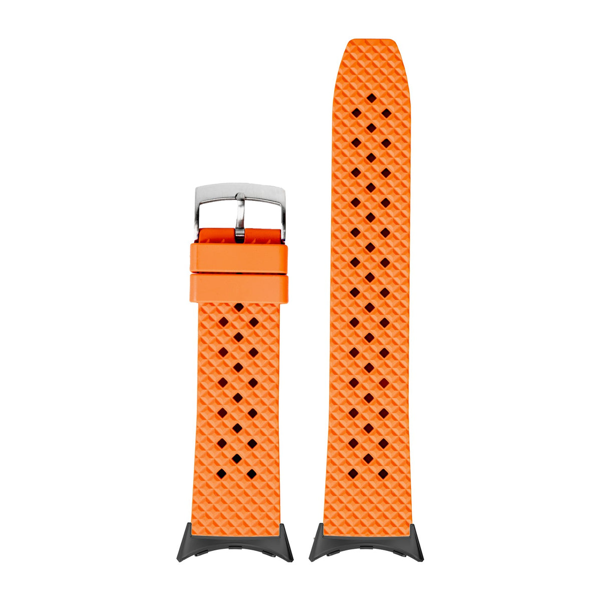King Honeycomb FKM Rubber - Orange with Google Pixel Spring Bar Adapters - Wear Any 20mm Strap! for Pixel Watch 3-5 45mm