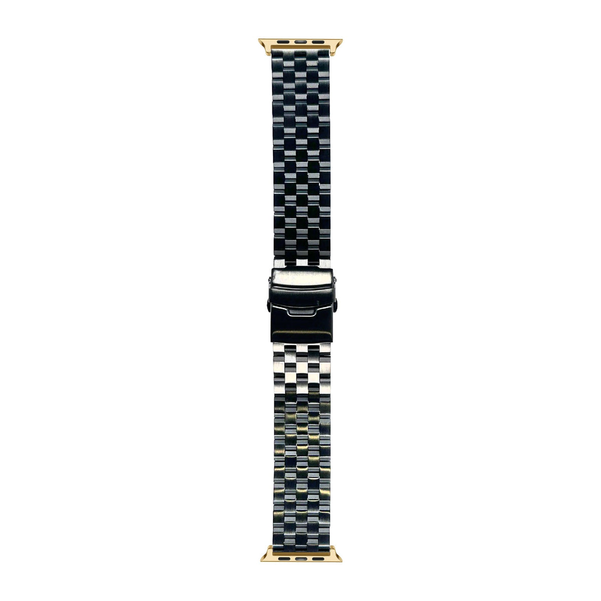 Engineer Bracelet - Folding Deployant Clasp - Black Gold with Connecters - Spring Bar Type for Apple Watch