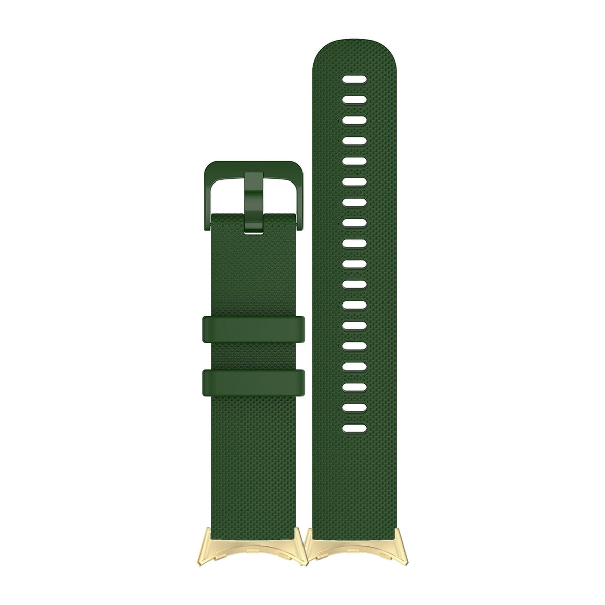 Classic Silicone Forest Green Matching Gold with Google Pixel Spring Bar Adapters - Wear Any 20mm Strap! for Pixel Watch 3-5 45mm