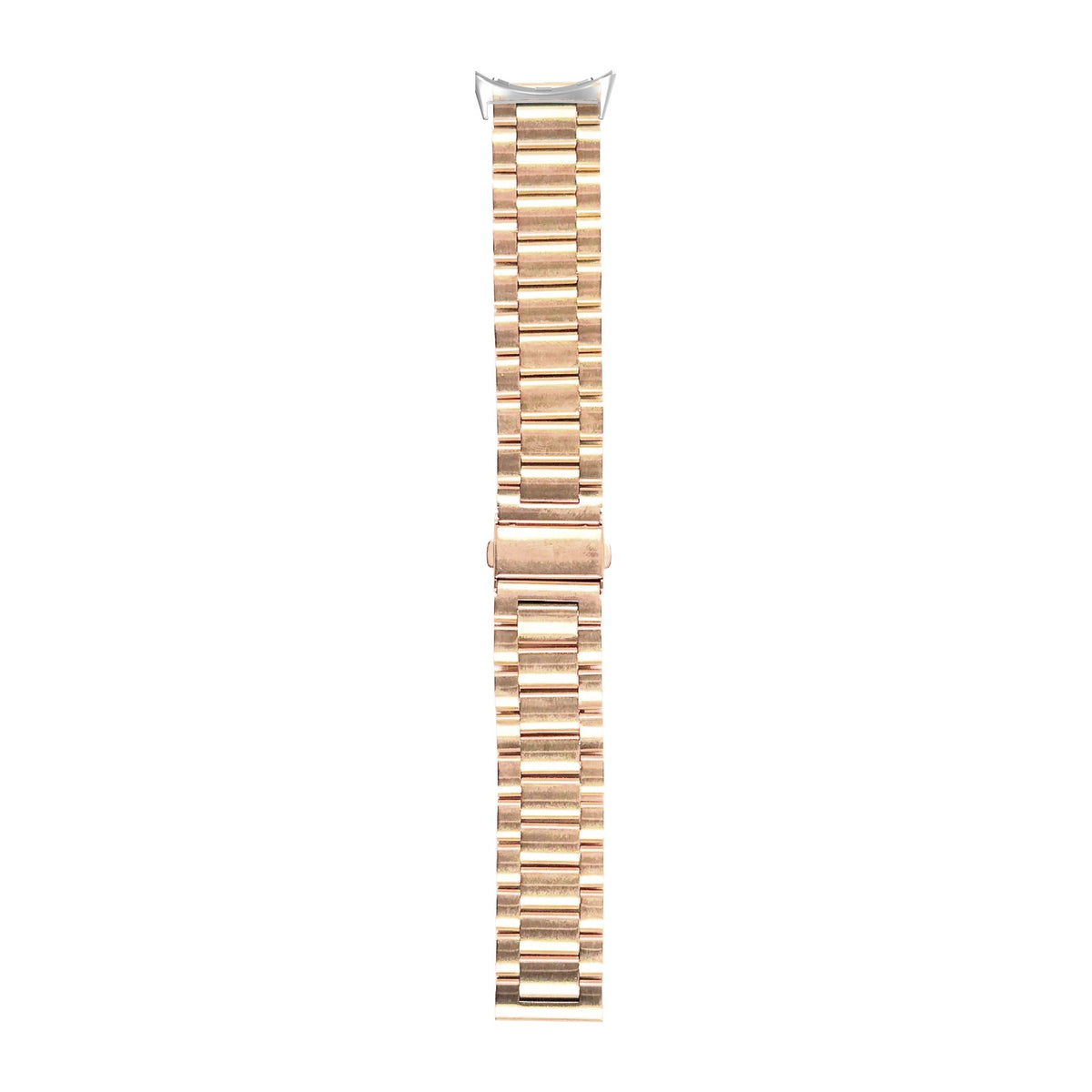 Steel Bracelet Silver with Deployant Clasp - Rose Gold with Google Pixel Spring Bar Adapters - Wear Any 20mm Strap! for Pixel Watch 3-5 45mm