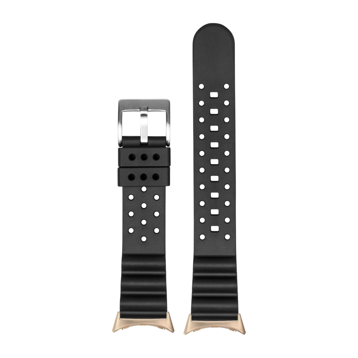 Diver's FKM Rubber Black Rose Gold with Google Pixel Spring Bar Adapters - Wear Any 20mm Strap! for Pixel Watch 3-5 45mm