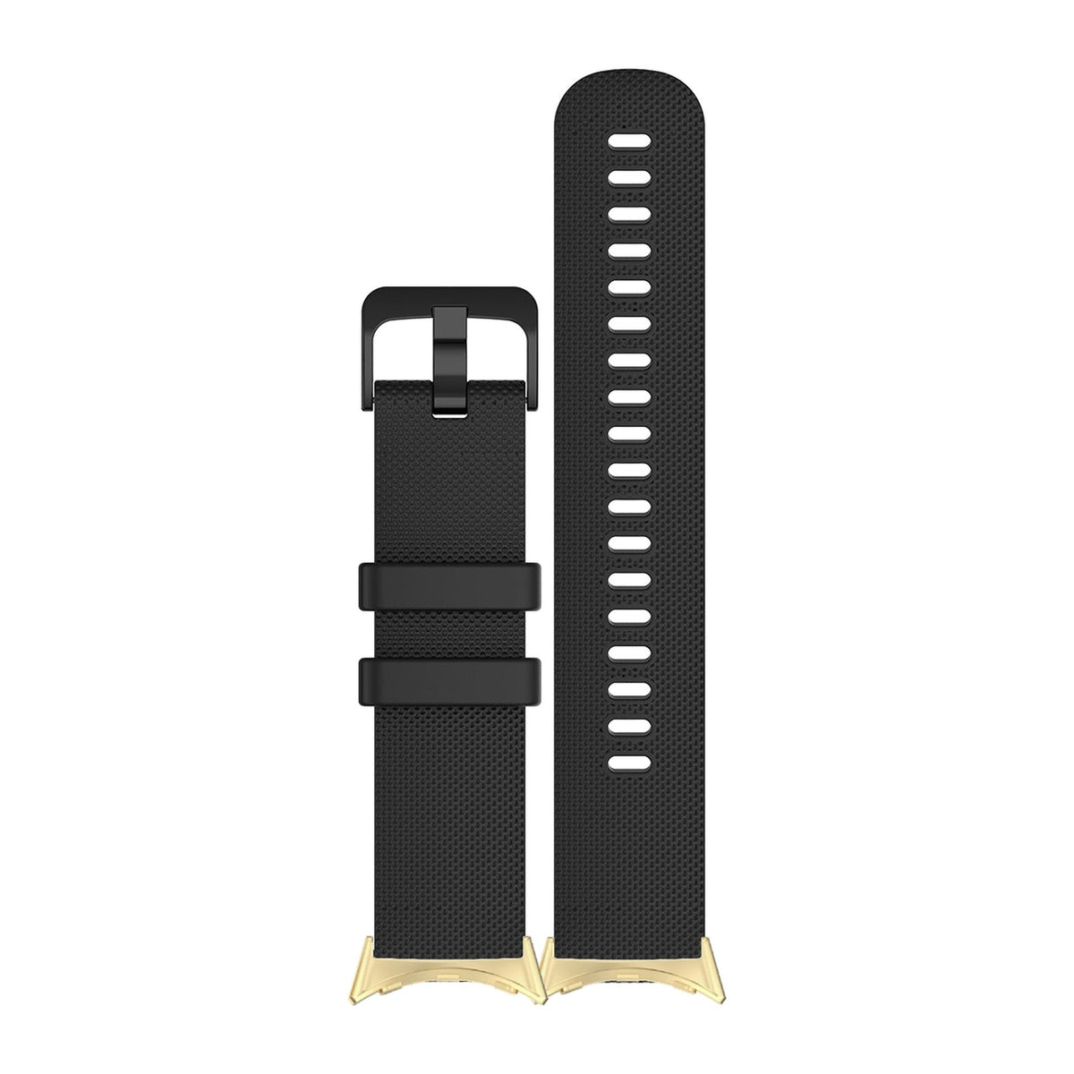 Classic Silicone Black Matching Gold with Google Pixel Spring Bar Adapters - Wear Any 20mm Strap! for Pixel Watch 3-5 45mm