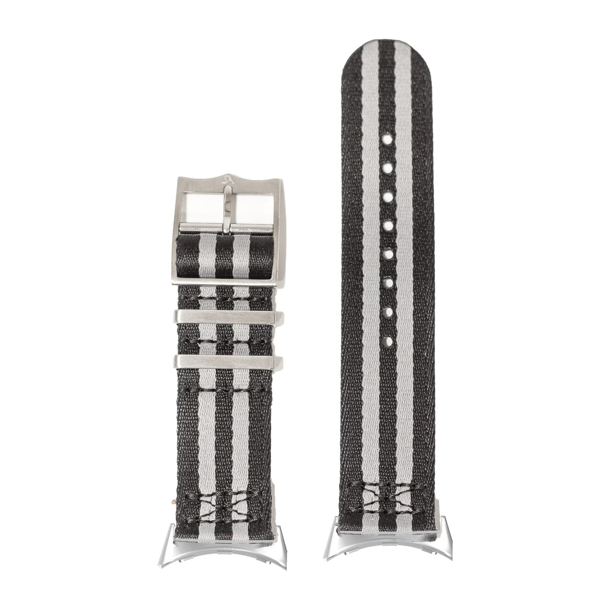Ultra Militex - Bond (Black/Grey) Silver with Google Pixel Spring Bar Adapters - Wear Any 20mm Strap! for Pixel Watch 1-5 41mm