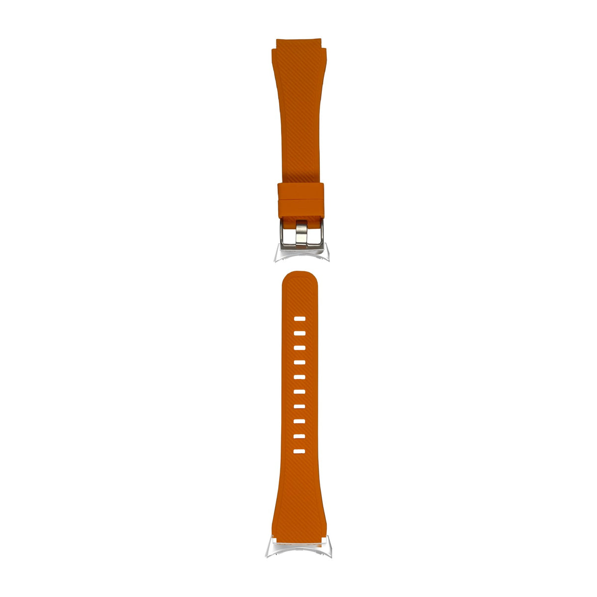Flexi Silicone Apricot Orange Silver with Google Pixel Spring Bar Adapters - Wear Any 20mm Strap! for Pixel Watch 1-5 41mm