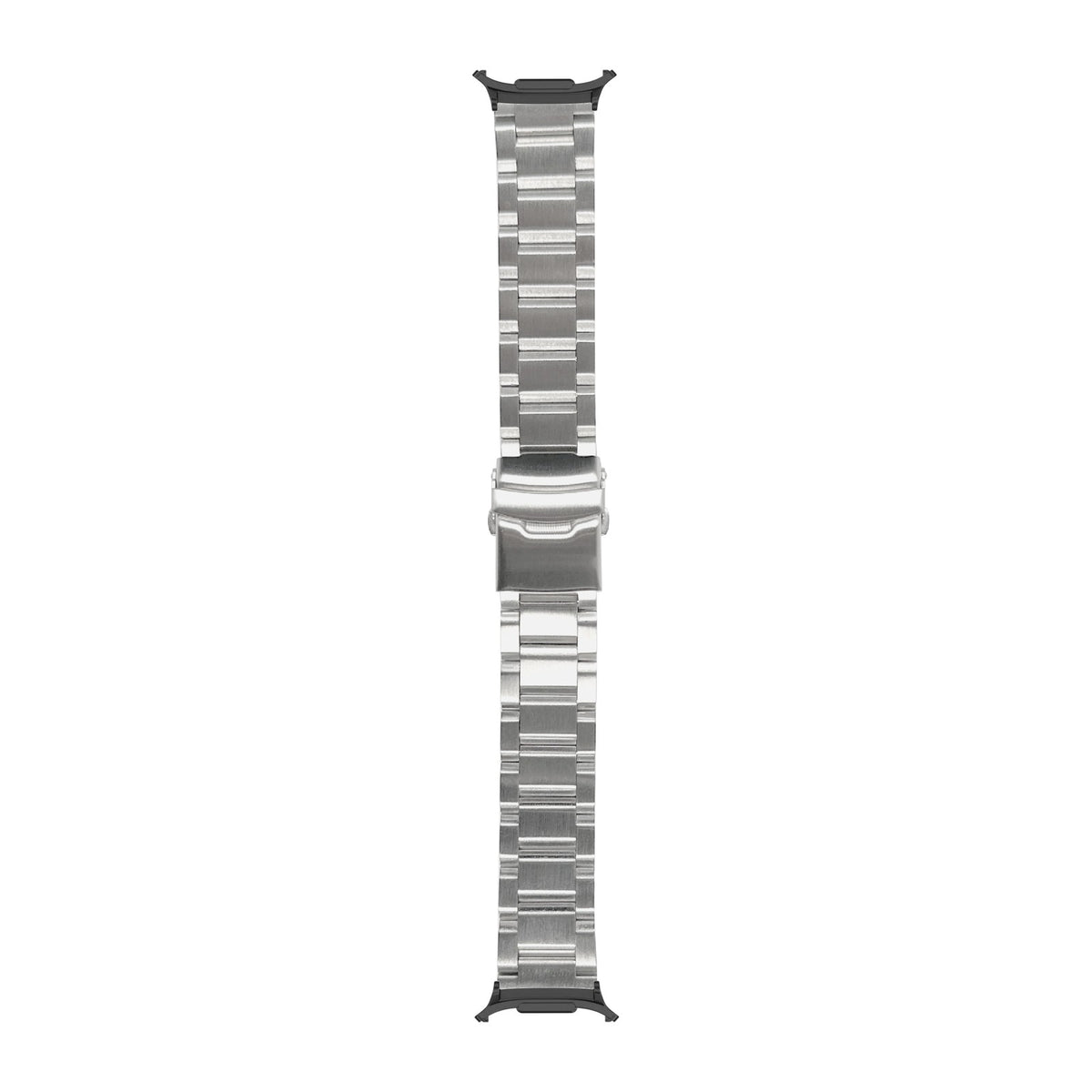 Steel Bracelet - Hex Link Silver Black with Safety Deployant Clasp with Strap Adapter for Galaxy Watch 8-9/Ultra