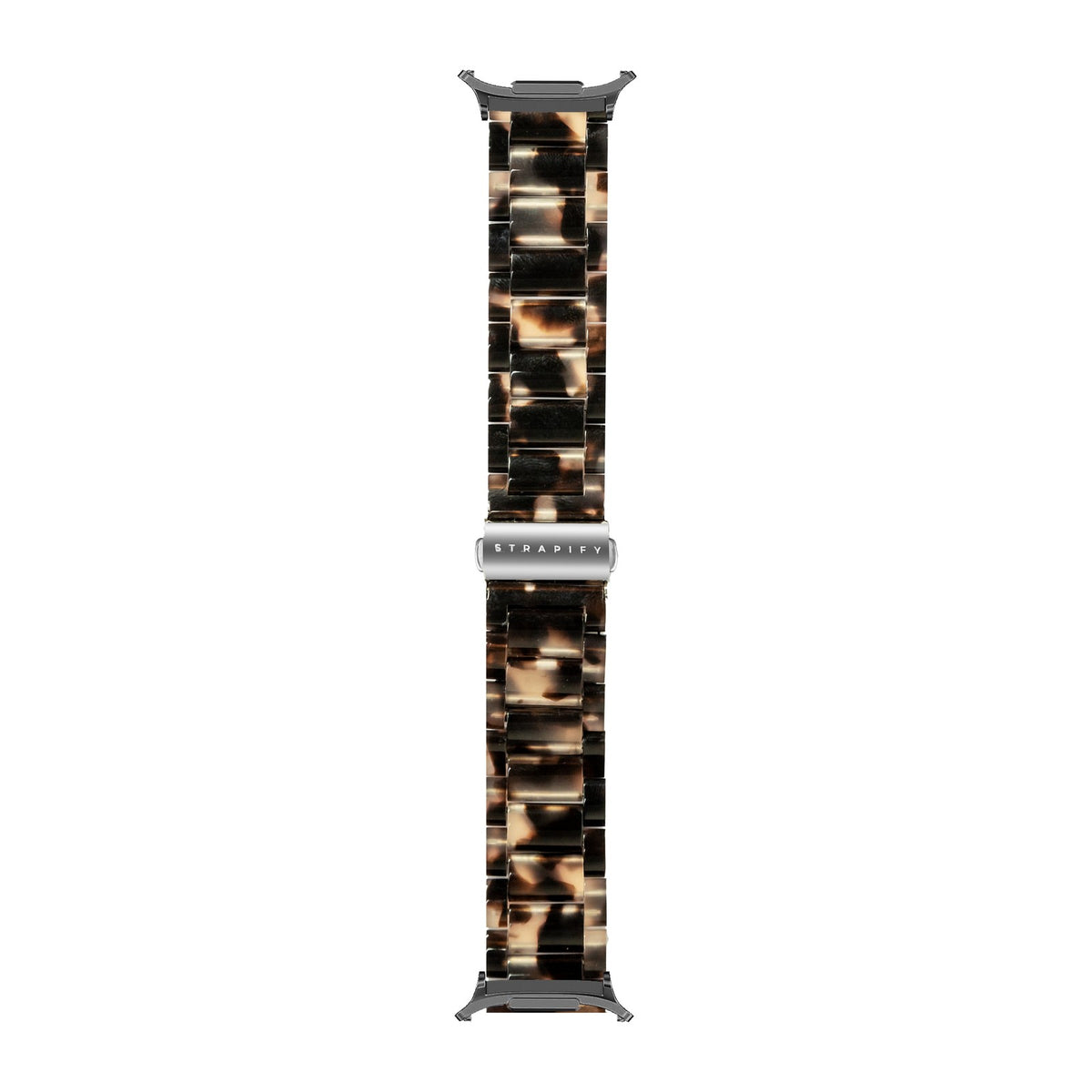 Crystalised Acetate - Tortoiseshell Dark Brown Grey with Strap Adapter for Galaxy Watch 8-9/Ultra