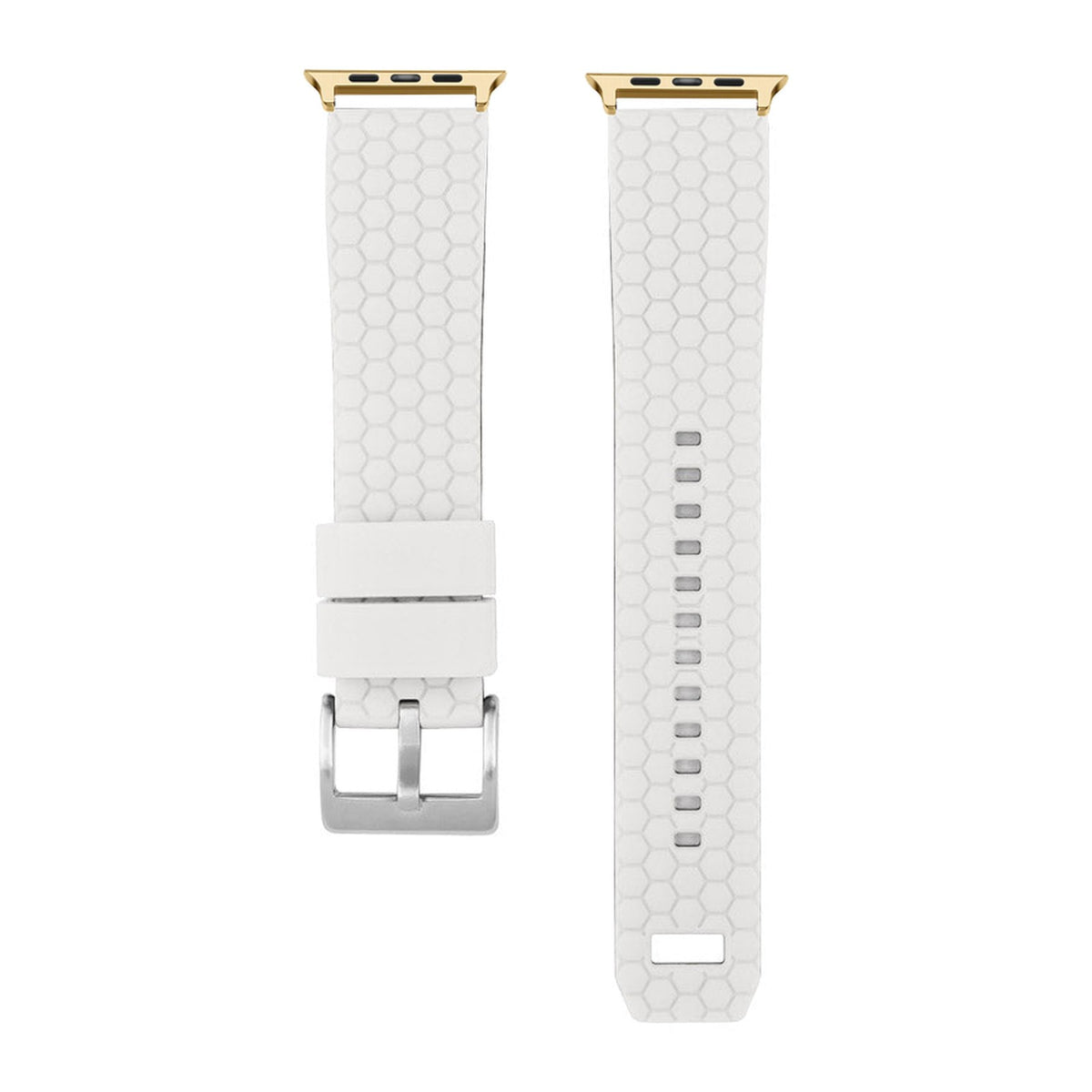 Hexagon Silicone White Gold with Connecters - Spring Bar Type for Apple Watch