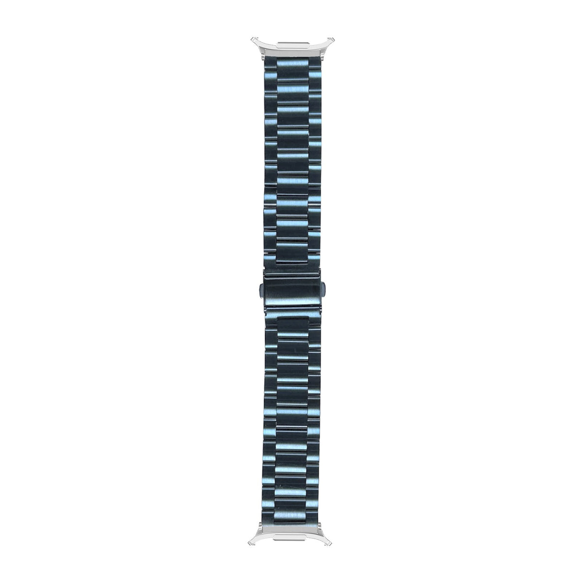 Steel Bracelet Silver with Deployant Clasp - Night Blue with Strap Adapter for Galaxy Watch 8-9/Ultra