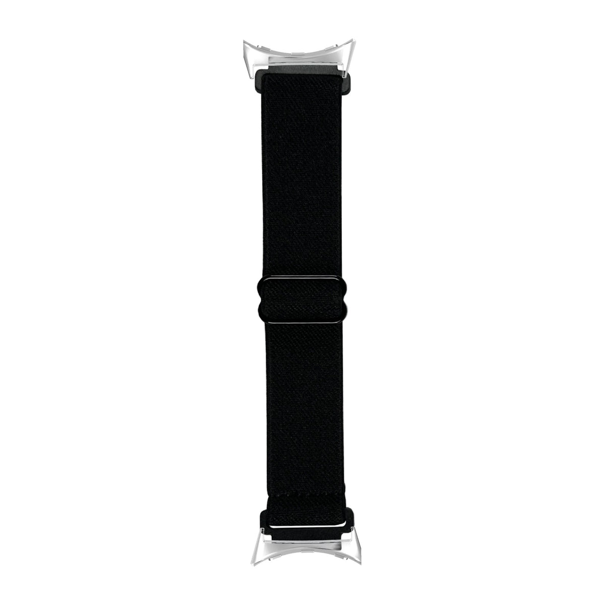 Weaved Elastic Loop Black Silver with Google Pixel Spring Bar Adapters - Wear Any 20mm Strap! for Pixel Watch 3-5 45mm