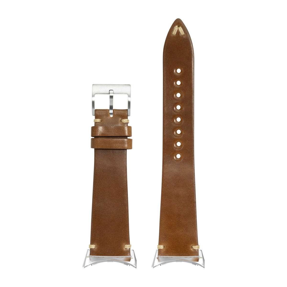 Horween Shell Cordovan - Vintage - Bourbon Silver with Google Pixel Spring Bar Adapters - Wear Any 20mm Strap! for Pixel Watch 1-5 41mm