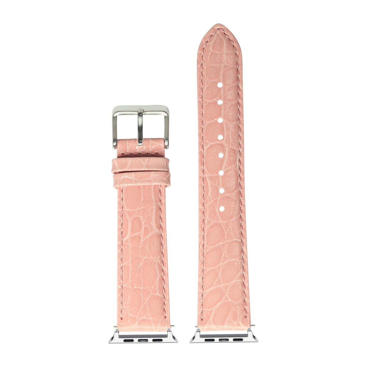 Alligator Leather - Pink Starlight with Connecters - Spring Bar Type for Apple Watch
