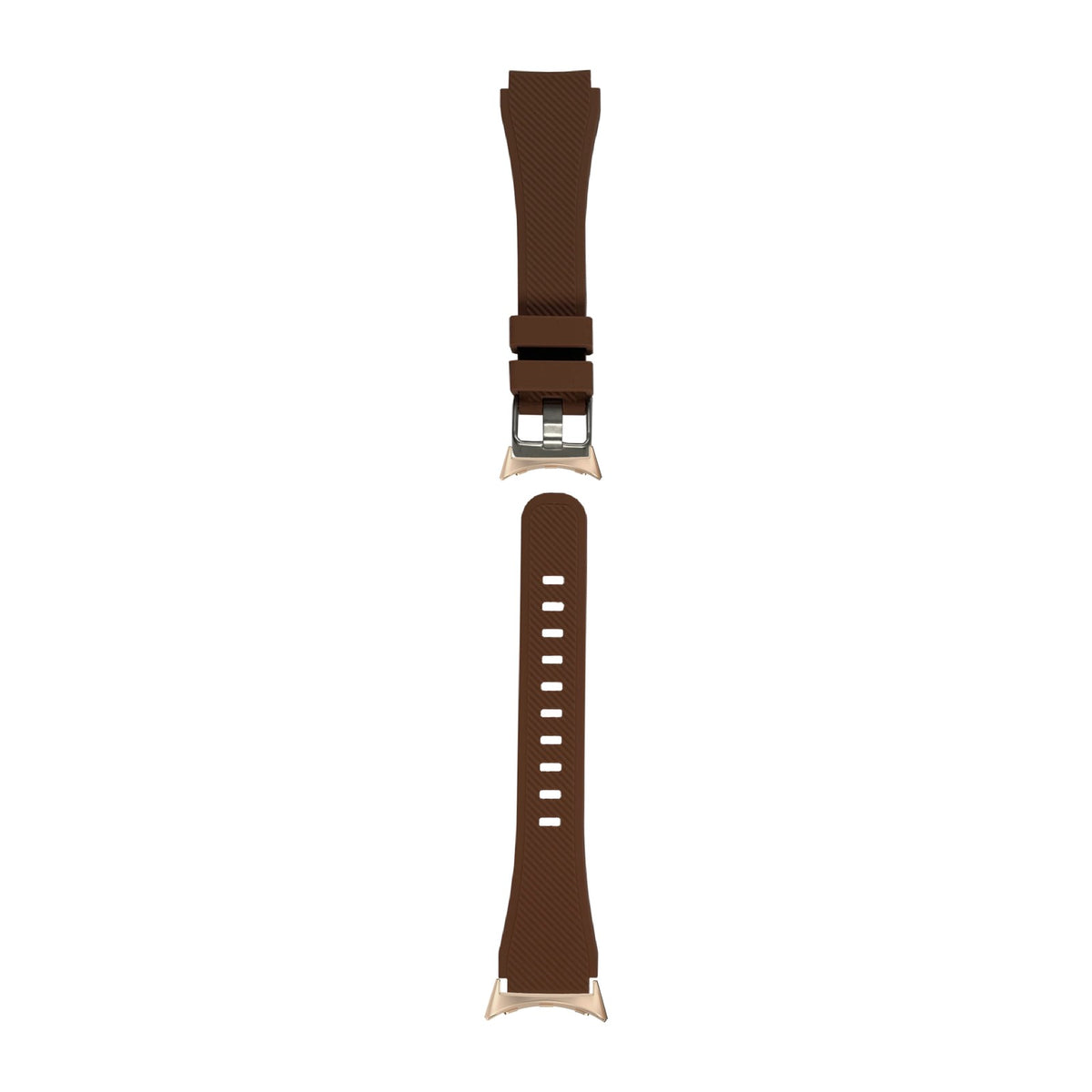 Flexi Silicone Coffee Brown Rose Gold with Google Pixel Spring Bar Adapters - Wear Any 20mm Strap! for Pixel Watch 1-5 41mm