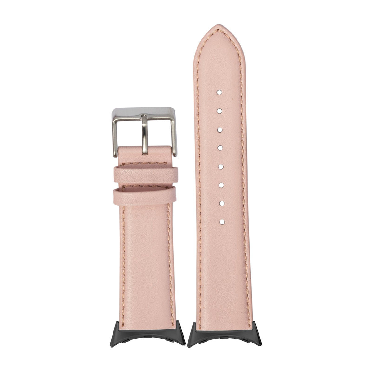 Padded Leather - Pink Black with Google Pixel Spring Bar Adapters - Wear Any 20mm Strap! for Pixel Watch 3-5 45mm