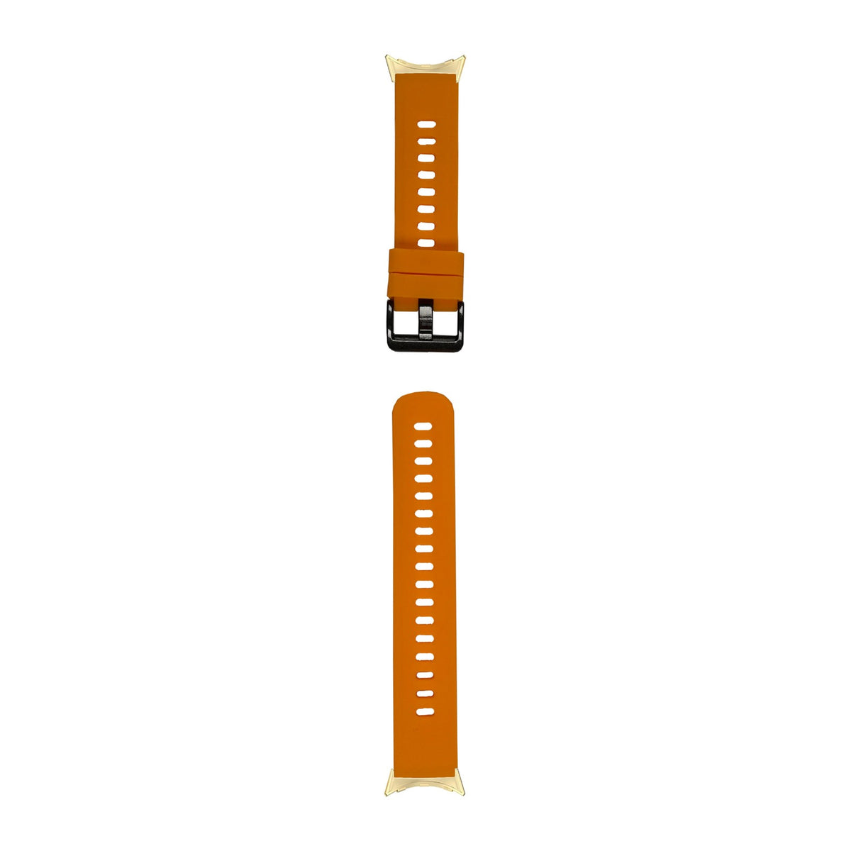 Flexi Silicone 3 Apricot Orange Gold with Black Hardware with Google Pixel Spring Bar Adapters - Wear Any 20mm Strap! for Pixel Watch 1-5 41mm