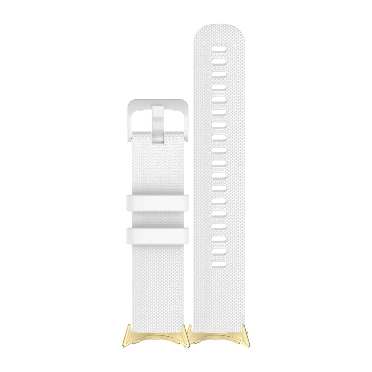 Classic Silicone White Matching Gold with Google Pixel Spring Bar Adapters - Wear Any 20mm Strap! for Pixel Watch 1-5 41mm