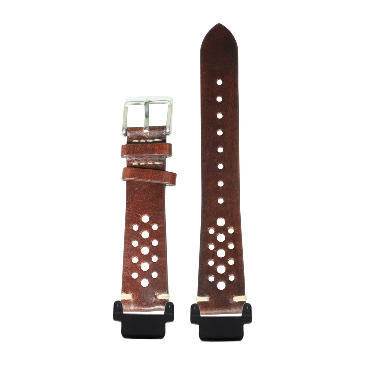 Vintage Rally Leather - Smoked Dark Brown Black with Garmin Forerunner 220/ 230/ 235/ 620/ 630/ 735XT Strap Adapters for Garmin Forerunner 220/ 230/ 235/ 620/ 630/ 735XT