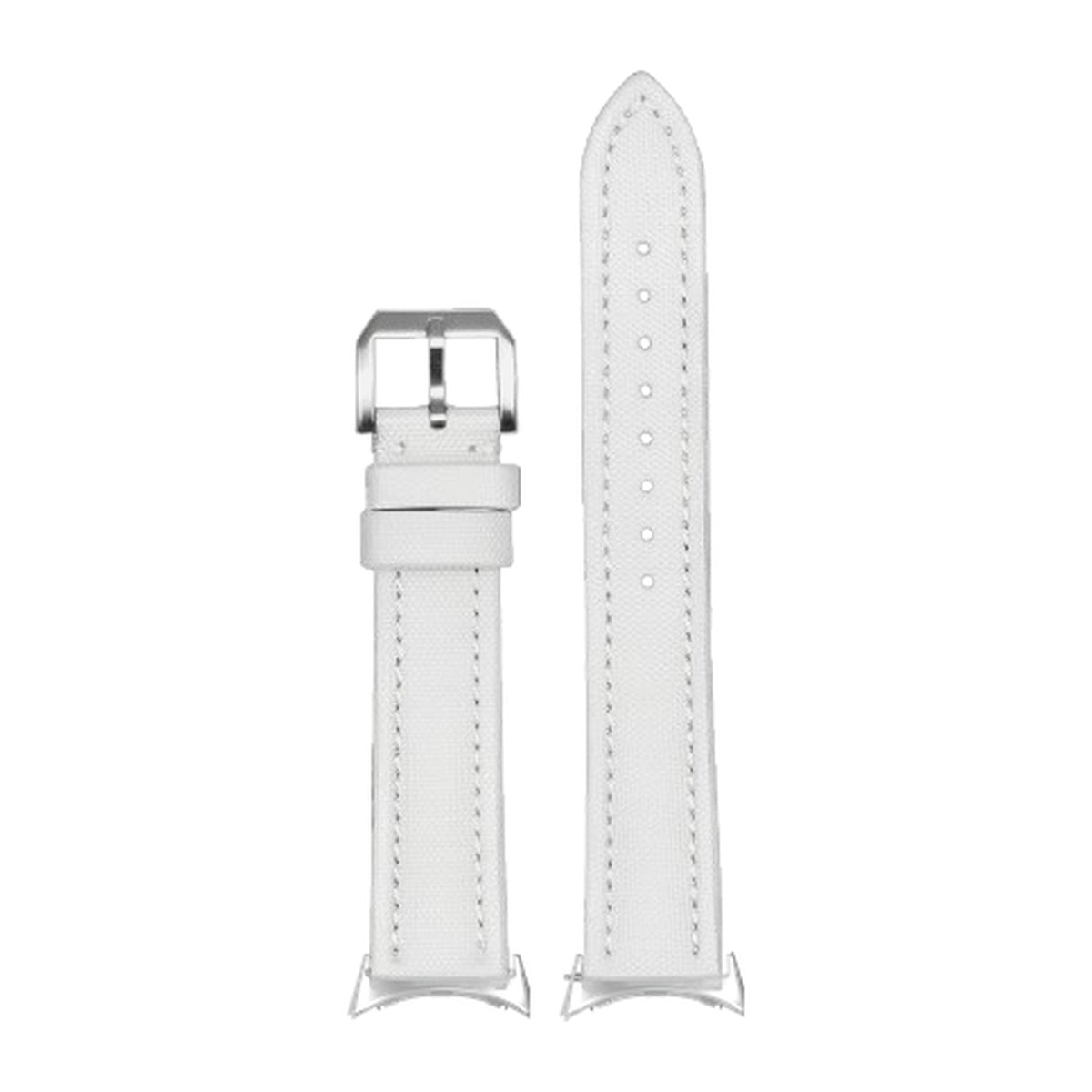 King Sailcloth - White Small / Medium Silver with Google Pixel Spring Bar Adapters - Wear Any 20mm Strap! for Pixel Watch 1-5 41mm