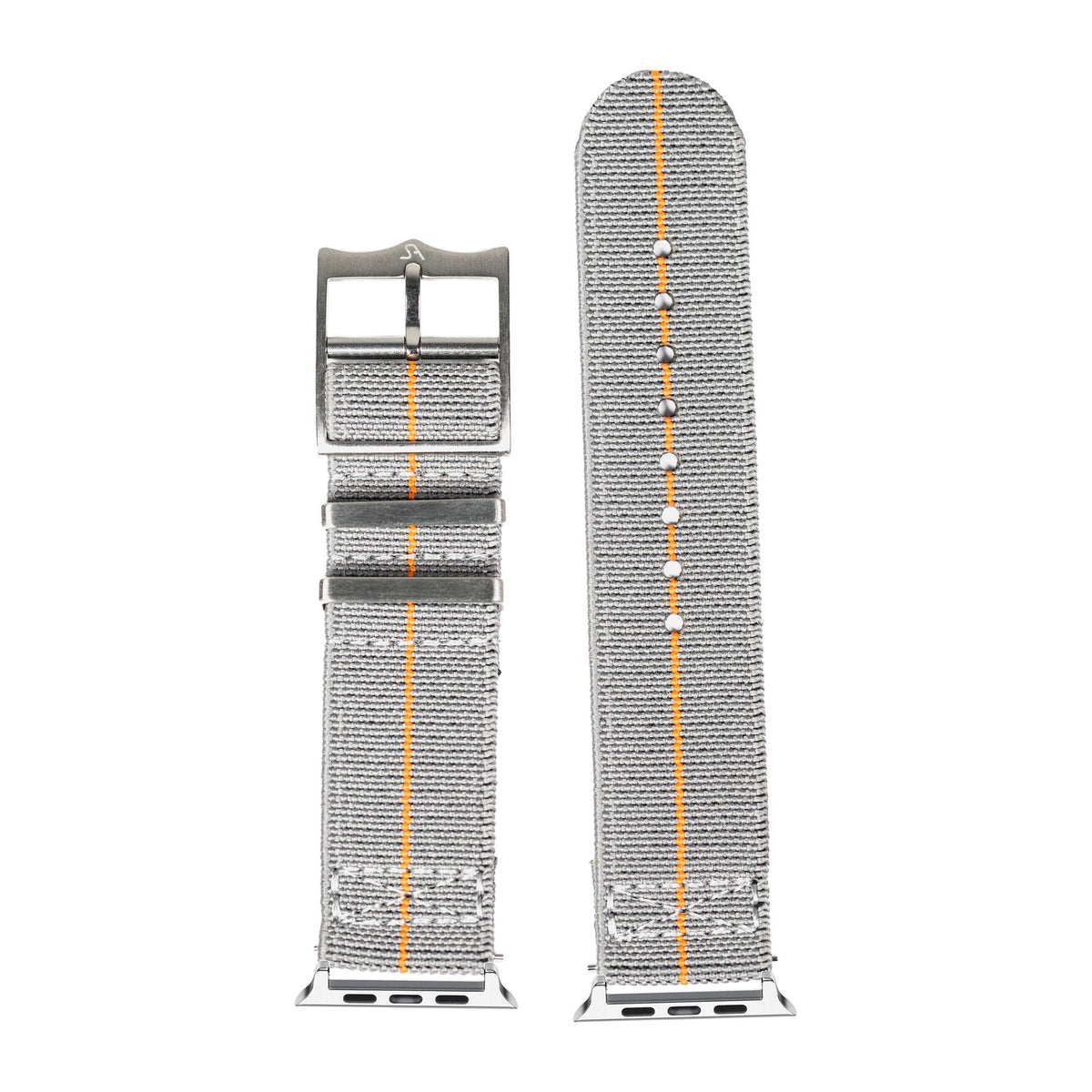 ElastoFlex - Grey/Orange Silver with Connecters - Spring Bar Type for Apple Watch