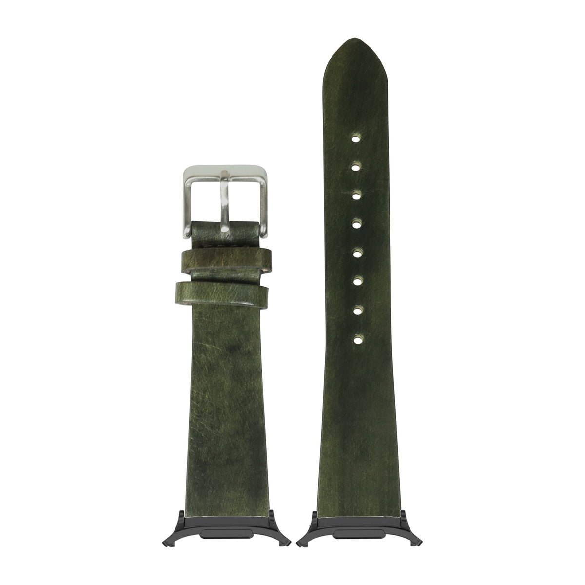 Vintage Leather - Burnished Amazon Green for the Galaxy Watch 8, 9 and Ultra with adapter fitted