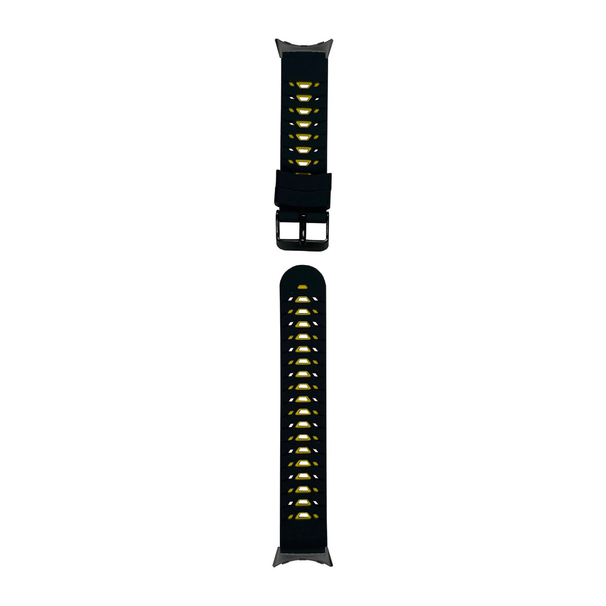 Flexi Silicone - Armour Black/Yellow Black with Google Pixel Spring Bar Adapters - Wear Any 20mm Strap! for Pixel Watch 1-5 41mm