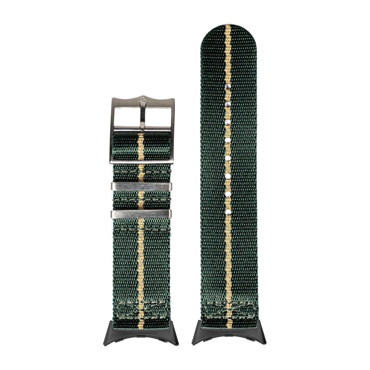 Supreme Militex - Green/Wheat Black with Google Pixel Spring Bar Adapters - Wear Any 20mm Strap! for Pixel Watch 3-5 45mm