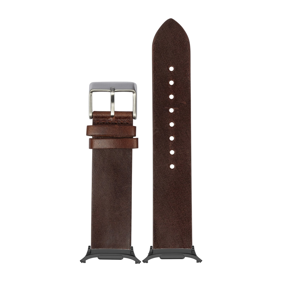 Straight Cut Leather - Dark Brown for the Galaxy Watch 8, 9 and Ultra with adapter fitted