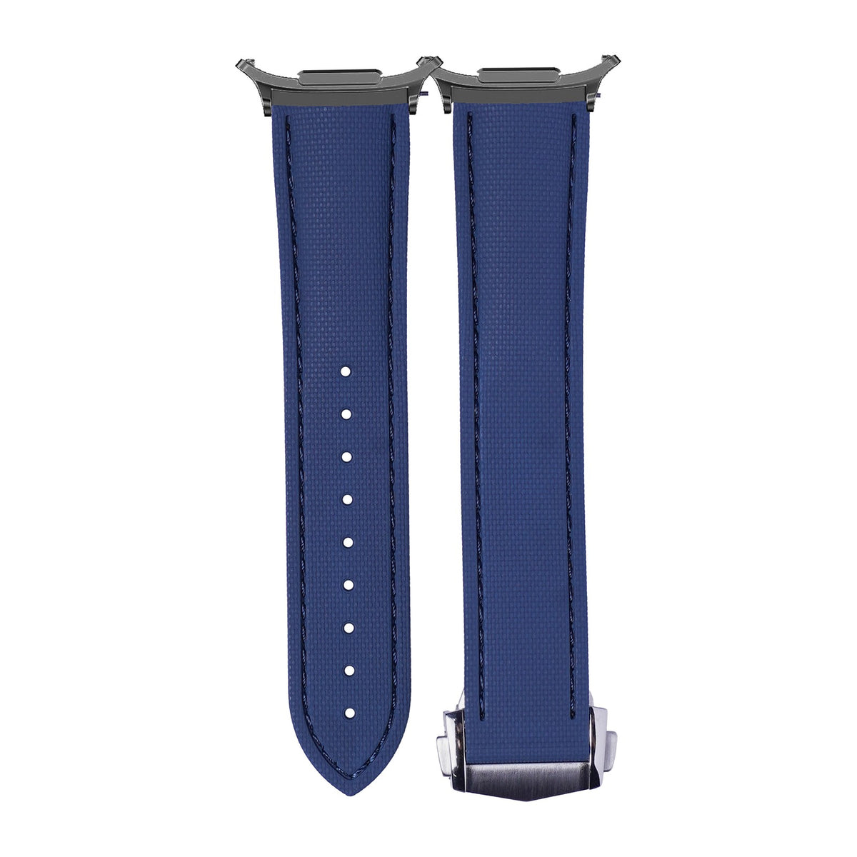 Textured FKM Rubber Navy Blue Grey with Strap Adapter for Galaxy Watch 8-9/Ultra