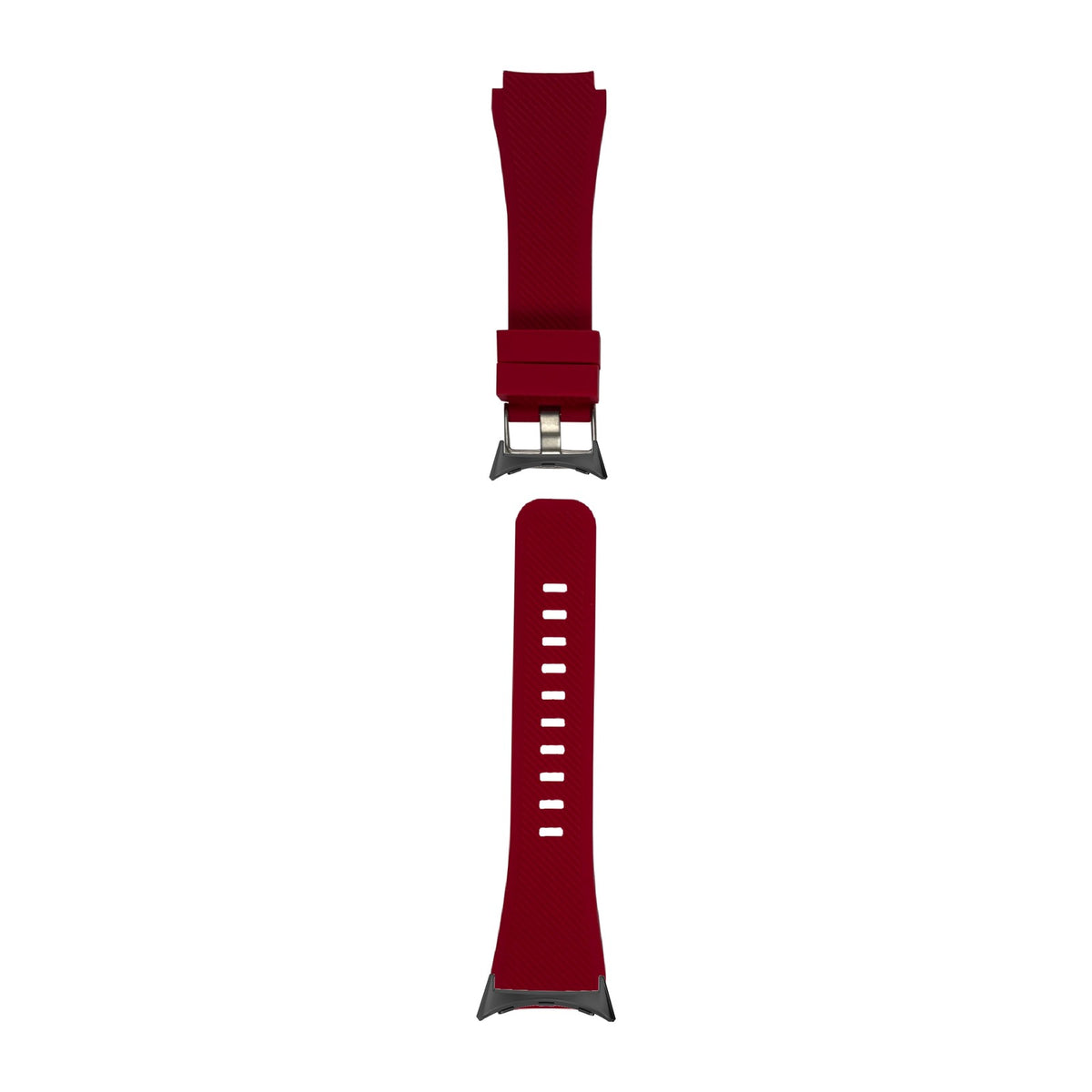 Flexi Silicone Rose Red Black with Google Pixel Spring Bar Adapters - Wear Any 20mm Strap! for Pixel Watch 1-5 41mm