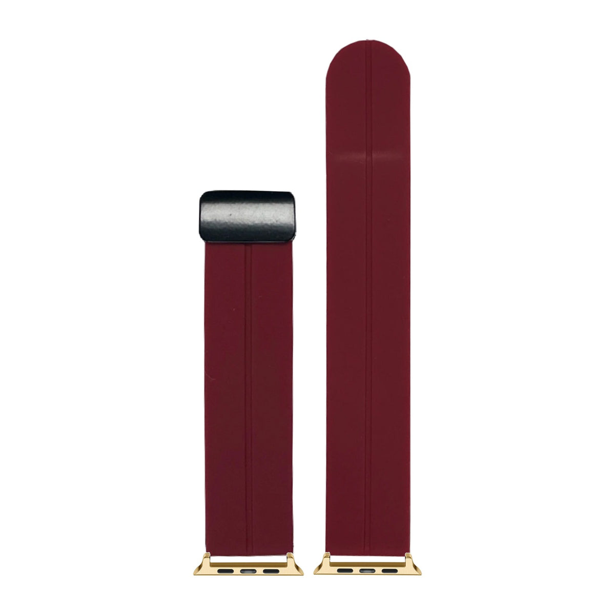 Silicone Maroon Gold with Magnetic Clasp with Connecters - Spring Bar Type for Apple Watch