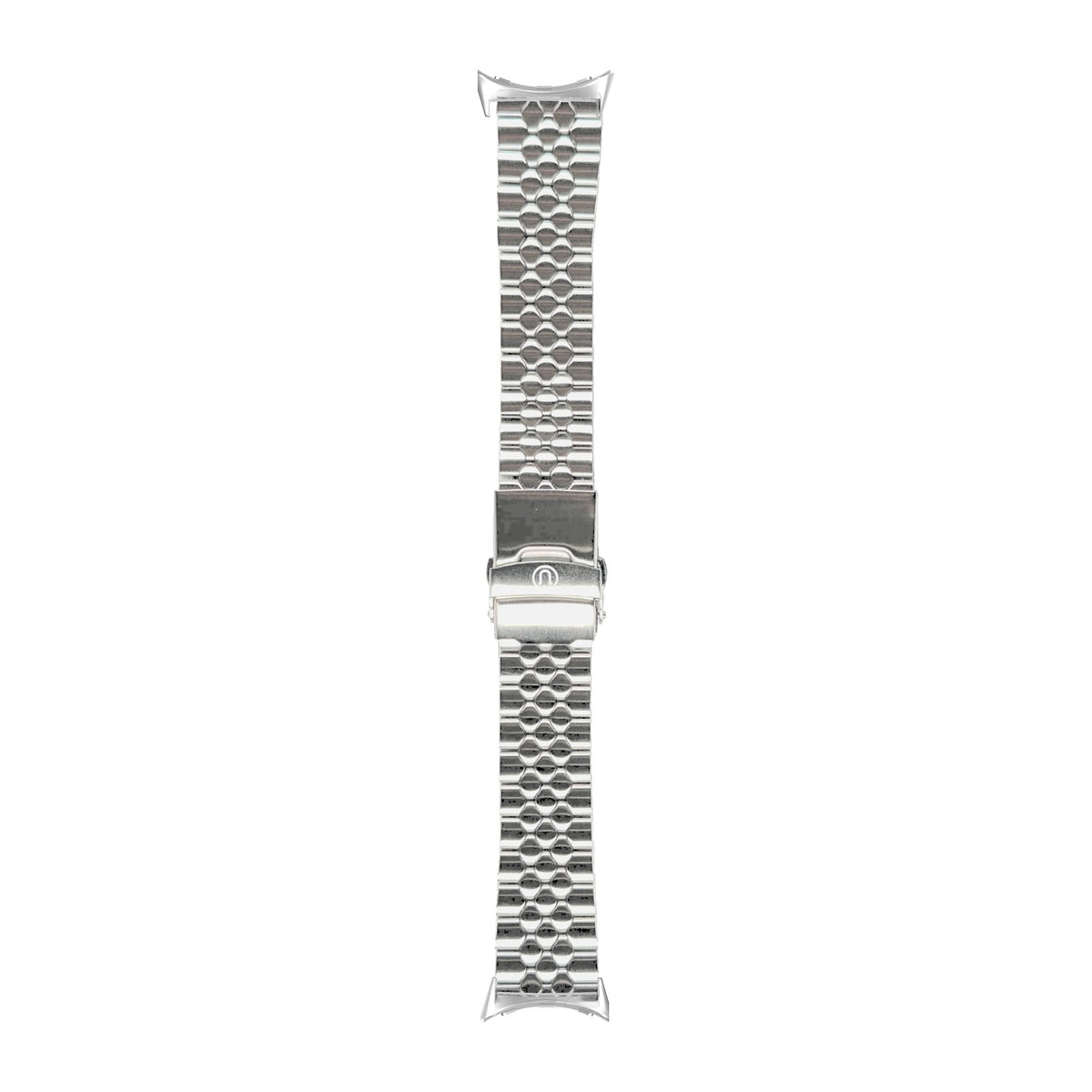 Straight End Snakeskin Bracelet (18/20/22mm) Silver with Google Pixel Spring Bar Adapters - Wear Any 20mm Strap! for Pixel Watch 1-5 41mm