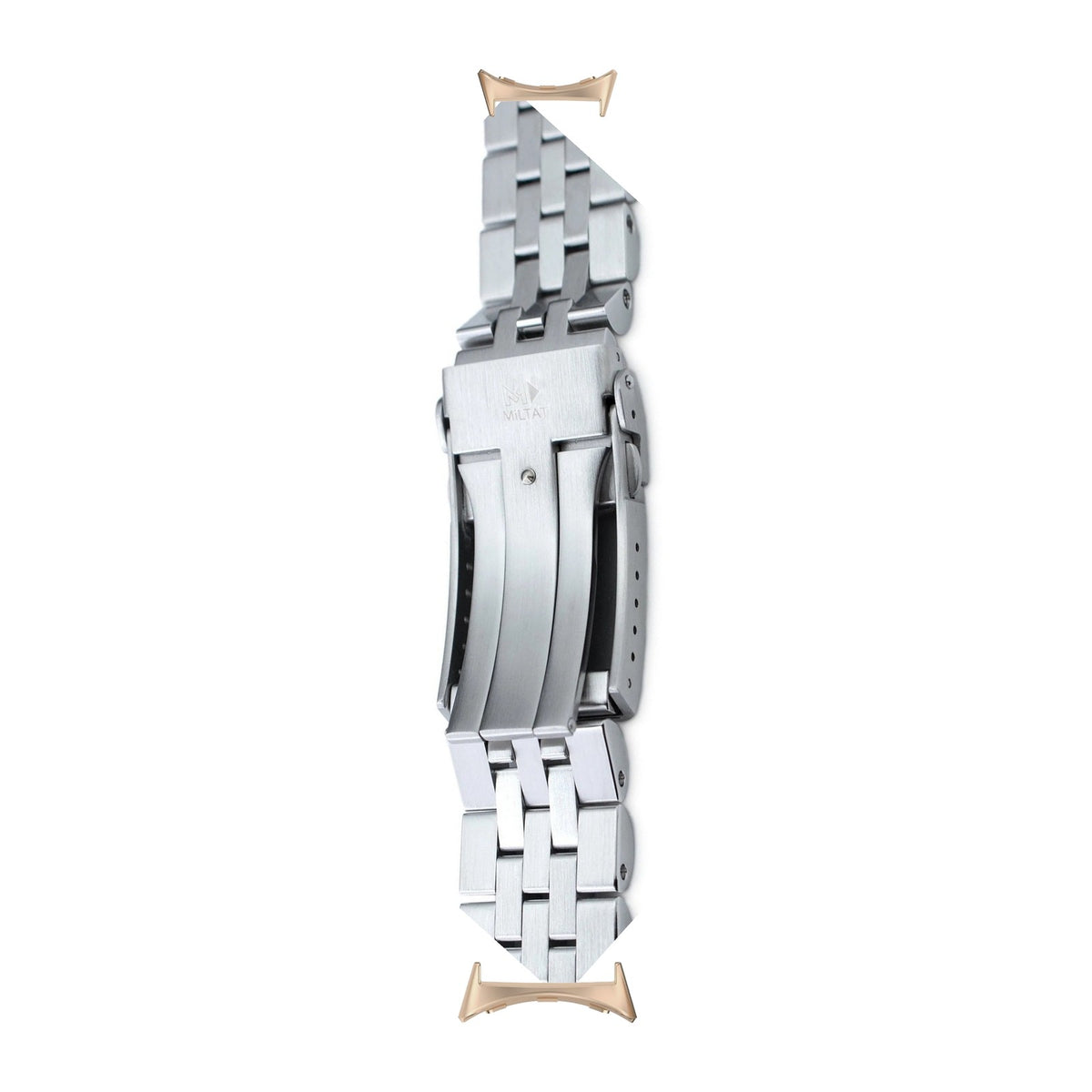 Angus-J Louis Steel Bracelet Rose Gold with V-Clasp with Google Pixel Spring Bar Adapters - Wear Any 20mm Strap! for Pixel Watch 3-5 45mm