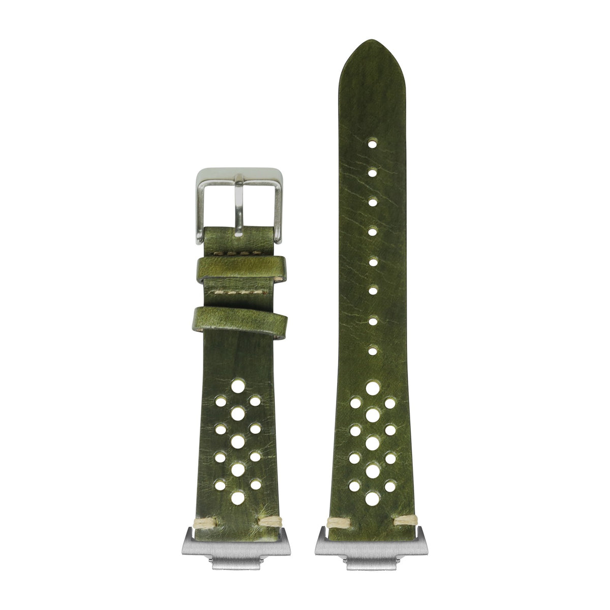 Vintage Rally Leather - Burnished Amazon Green Silver with Strap Adapter for Tissot PRX 40