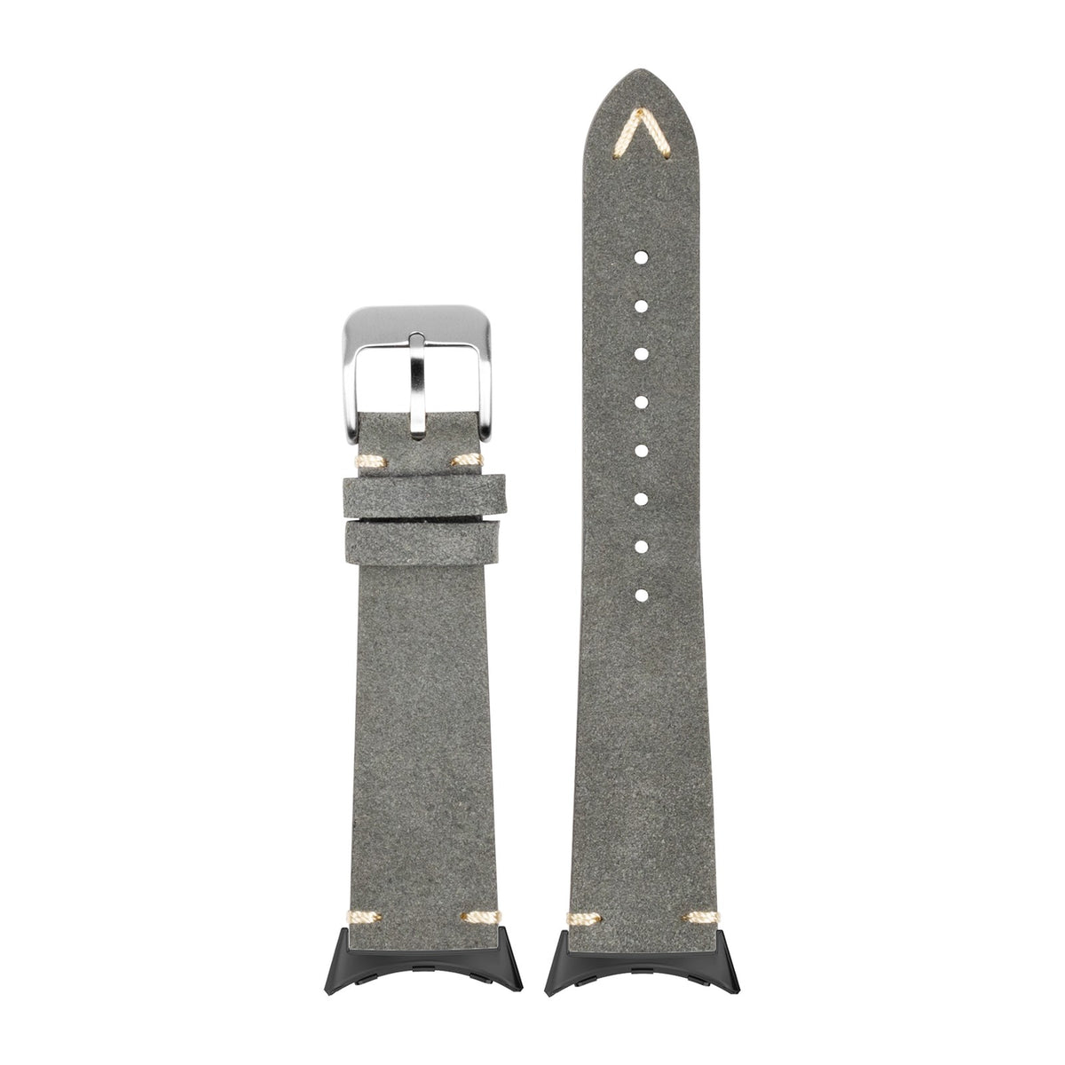Suede Leather Grey with Google Pixel Spring Bar Adapters - Wear Any 20mm Strap! for Pixel Watch 1-5 41mm