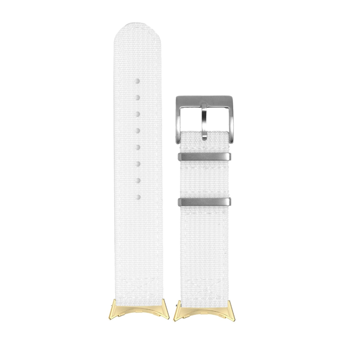 Alpha Militex - White Silver Small/Medium Gold with Google Pixel Spring Bar Adapters - Wear Any 20mm Strap! for Pixel Watch 3-5 45mm
